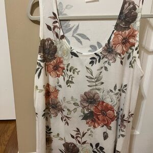 Pulse Floral Tank Top with Cream and Brown Accents